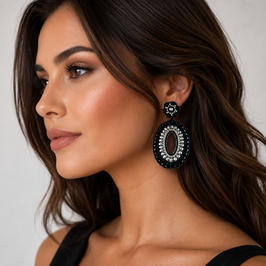 BOHO Ohrstecker Maxima Schwarz-Grau-Silber
