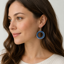 Boho Ohrstecker Mila Blautöne-weiss-silber
