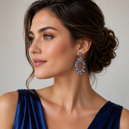 Boho Ohrstecker Malia L Blautöne-silber