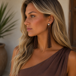 Boho Ohrstecker Silber Kadita Mokka