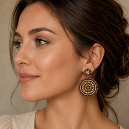 Boho Ohrstecker Marina Mandarin-Mokka-Beige-Gold