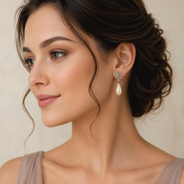 Boho Ohrstecker Kim Beige mit Perle