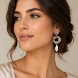 Boho Ohrstecker Anna1 Nut-Beige-Silber