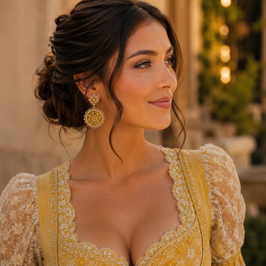 Boho Ohrstecker Marina Mandarin-zitrone-nut-hellbraun-Gold