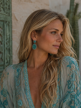 Boho Ohrstecker Marlene Türkis-Silber