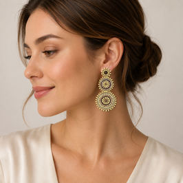 Boho Ohrstecker Manon Gelb-Nut-beige