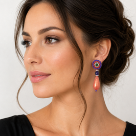 Boho Ohrstecker Kim Orange-Lila-Silber
