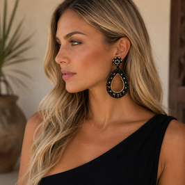 Boho Ohrstecker Kim Schwarz/matt/nut/gold