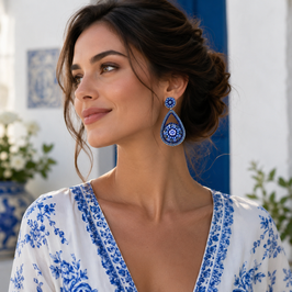 Boho Ohrstecker Marlot Kobaltblau-Saphir-Silber