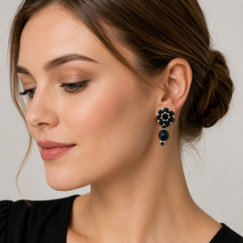 Boho Ohrstecker Mathilda Schwarz/Silber mit Onyx
