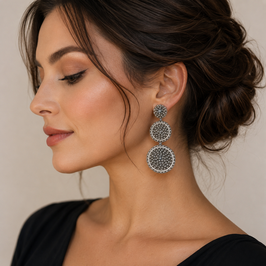 Boho Ohrstecker kitty Grau-Silber