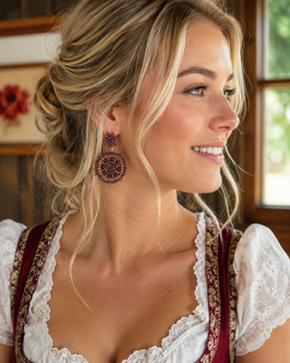 Boho Ohrstecker Marina weinrot-Silber
