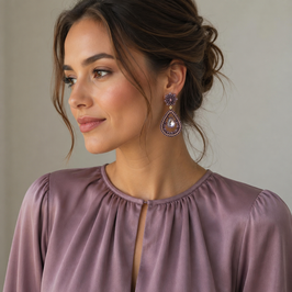 Boho Ohrstecker Marlot Altrosa mit Topas Gold