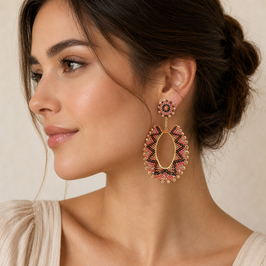 Boho Ohrstecker Malia L Nut-Orange-Braun-Gold