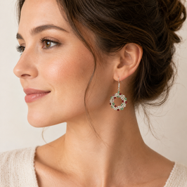 Boho Ohrhänger Mika Mini Weinrot-grün-Silber