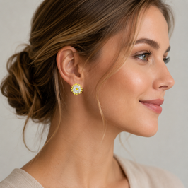 Boho Ohrstecker Kaia weiss-gelb-Silber
