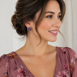 Boho Ohrstecker Kaia Altrosa-Silber