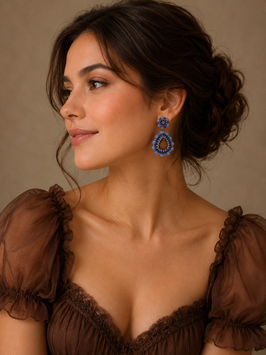 Boho Ohrstecker Marlot Hellblau-Mokka-Gold