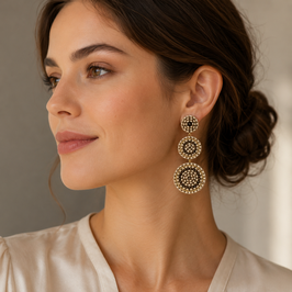 Boho Ohrstecker kitty Nut-Mokka-Gold