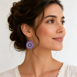 Boho Ohrhänger Klaudia lila-silber