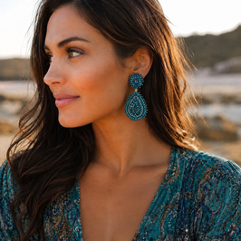 Boho Ohrstecker Kiara Petrol-Silber