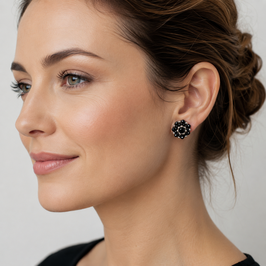 Boho Ohrstecker Kaia Schwarz/Silber