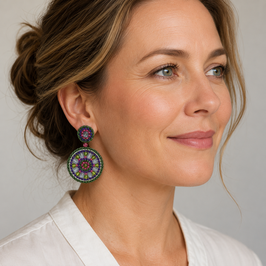 Boho Ohrstecker  Marie Tanne-Lila-Altrosa