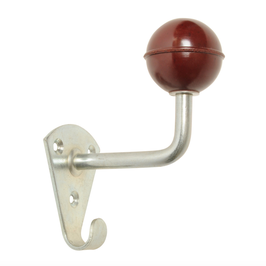 REDBALL - Patère design vintage en métal et bakélite rouge double crochets