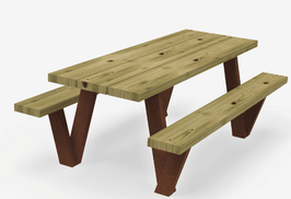 TABLE PIQUE NIQUE ACIER CORTEN & BOIS ORION