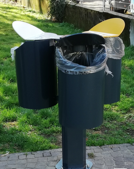 TRI SELECTIF CORBEILLE ACIER 2 OU 3 FLUX AVEC COUVERCLE - SANS OU AVEC CENDRIER