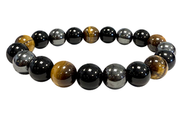 Bracciale ematite, occhio di tigre e ossidiana nera