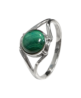 Anello in argento 925 con pietra di malachite qualità AA