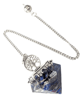 Pendolo in orgonite con pietra di lapislazzuli e albero della vita 6 facce