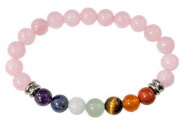 Bracciale in quarzo rosa 7 chakra sfere 8mm