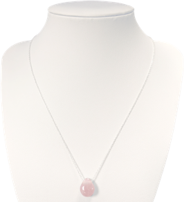 Collana in argento 925 con pietra traforata in quarzo rosa