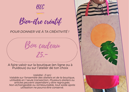 Valable sur l'ensemble des ateliers et de la boutique