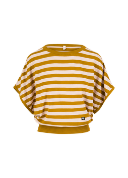 Blutsgeschwister Kurzarm-Pulli "Picnic Friend", chic knit stripe brown