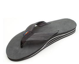 Rainbow Sandals Men's Double Layer Premier Leather with Arch Support (Black)