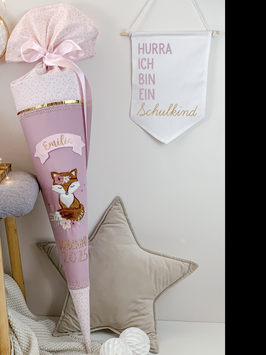 Schultüte Fuchs Fuchsmädchen gold rosa rosé/blaurosa