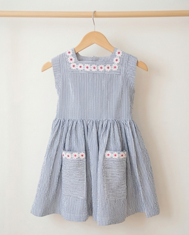 Seersuckerkleid 'Streifen' blau