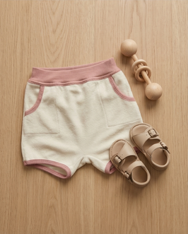Frottee-Shorts 'Vanille/Altrosa'