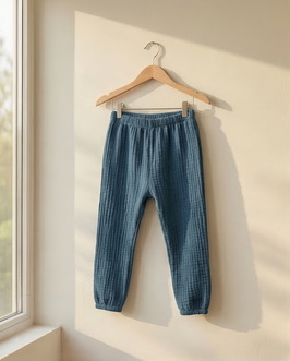 Musselin Hose 'Jeansblau'