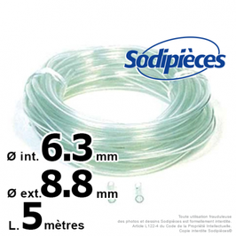 Durite essence nylon Ø int. 6,3 mm, Ø ext 8,8 mm. 5 mètres