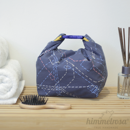 Linien auf blau - U-Bahnkarte • Lunch- und Wetbag mit Rollrand