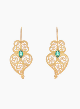 Brincos prata dourada Coração de Viana com zircónia verde 25.30 - RB