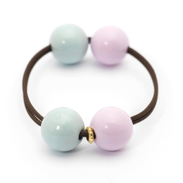 Woody Hair Tie Light Blue Pink/Espresso | Mamaradscha Studio | 16,00 €