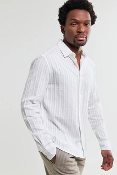 Dartford Shirt White Dobby Stripe | Wax | 140.-€