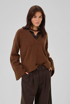 Huxi V-Neck Pullover Espresso Brown | My Essential Wardrobe | 129,95€