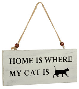 Artikel-Nr. 034S - Shabby Vintage Holzschild - Home is where my cat is