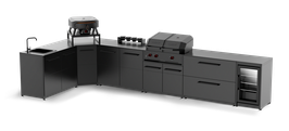Cozze Element Outdoorküche L-Form, Pizzaofen und Quattro-Grill 900